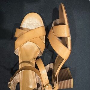J. Crew Tan Strappy Block Heel Sandals